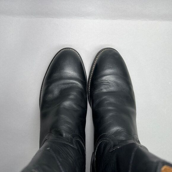 Justin Men's Size 10D Jackson Black Leather 10" Roper Cowboy Boots - Picture 8 of 12